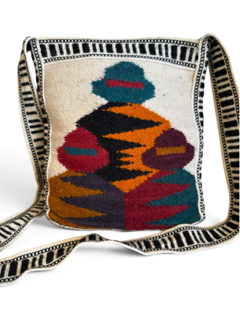 Vintage Ecuador Woven Tapestry Crossbody Bag Folk Art Shoulder Purse - Picture 2 of 10